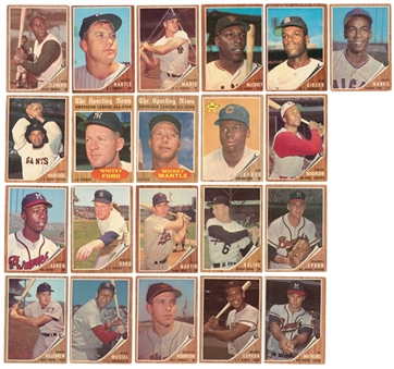 1962 Topps Baseball Complete Set (598) – Featuring SGC-Graded Mantle and Aaron Examples